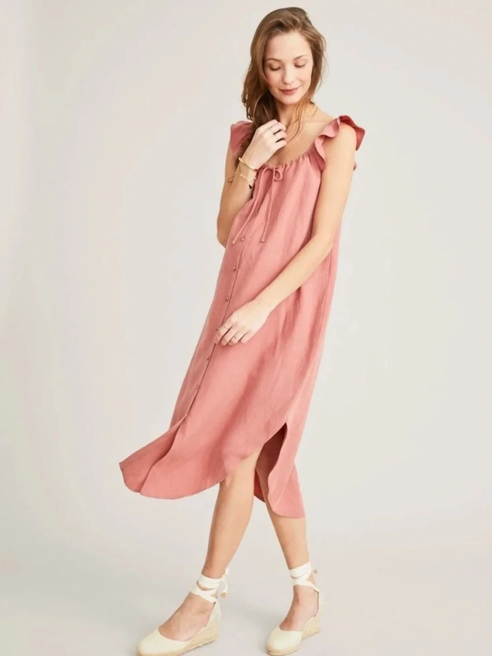 Hatch Maternity Women's THE JENNA DRESS Canyon Rose Pink Tencel Size 1 (4-6)